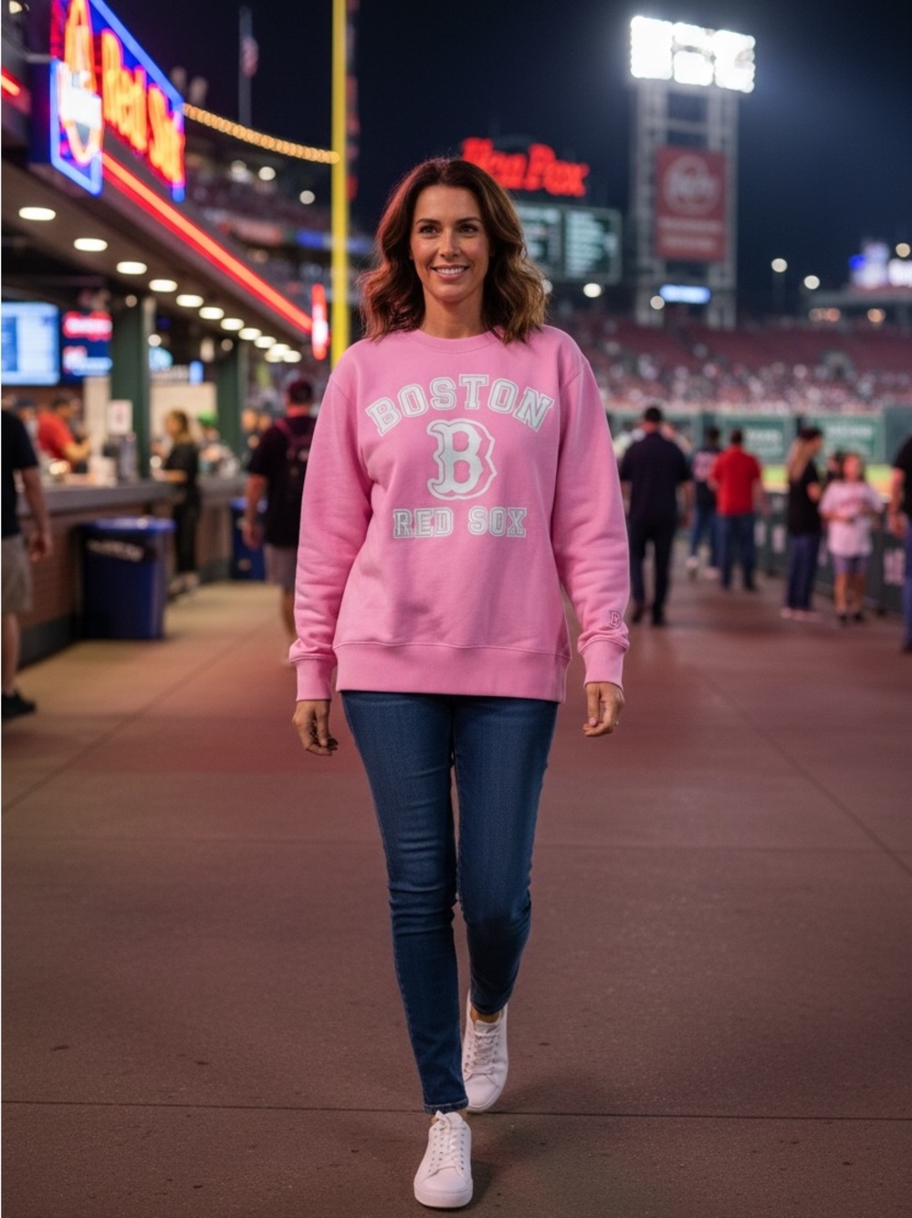 MLB Boston Red Sox Pink Crewneck Sweatshirt